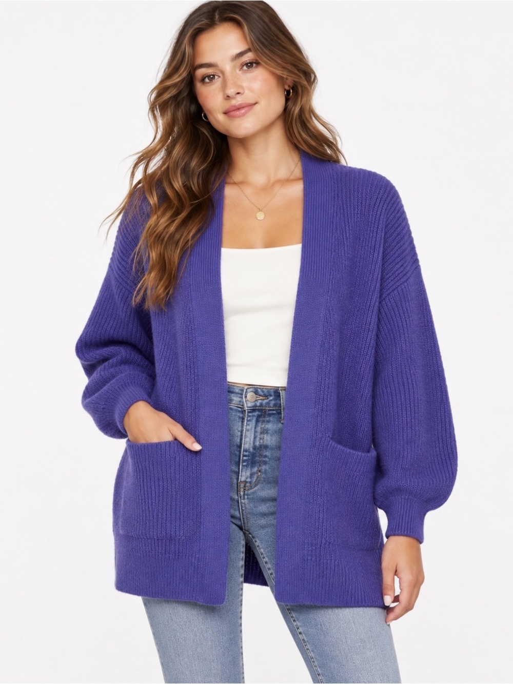 Artiza Wilfred Free Unwind cozy Wool Cardigan in Purple